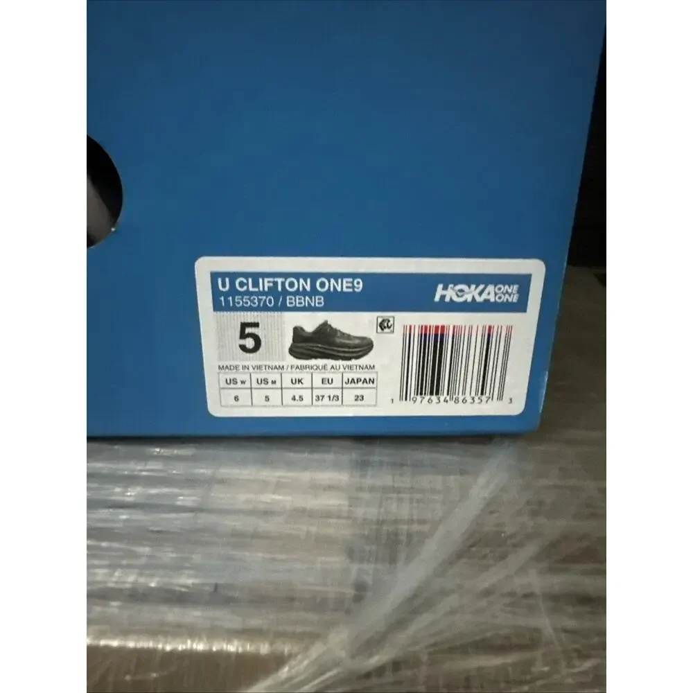 New Women's Size 6 Hoka Clifton One 9 Black Running Shoes 1155370-BBNB Men's 5